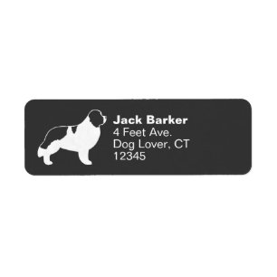 Newfoundland hundSilhouette - Landseer Returadress Etikett