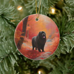 Newfoundland i Höst löv Fall Inspire Julgransprydnad Keramik