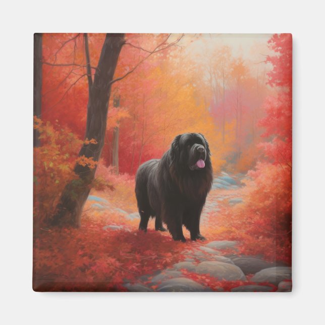 Newfoundland i Höst löv Fall Inspire Magnet (Framsidan)
