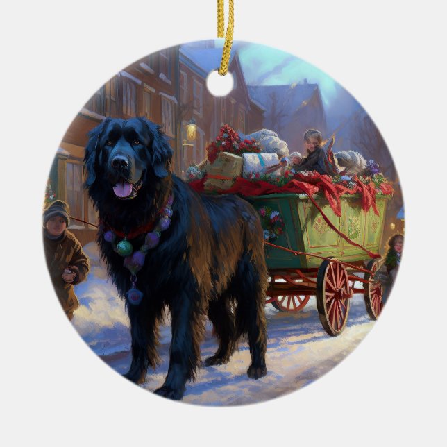 Newfoundland - jul - festsäsong julgransprydnad keramik (Framsidan)