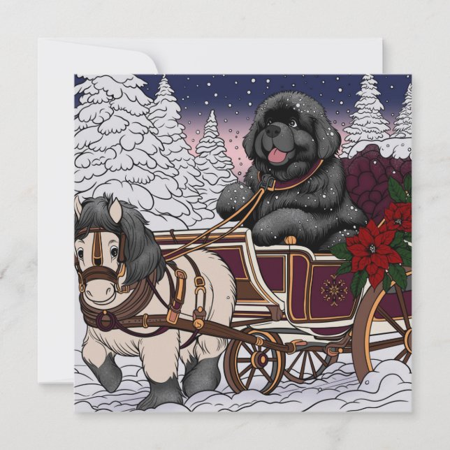 Newfoundland Jul Tomte Släd  Julkort (Framsida)