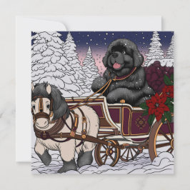 Newfoundland Jul Tomte Släd Julkort