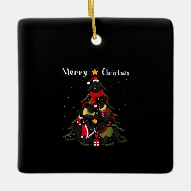 Newfoundland Julgran Julafton Hund älskare Julgransprydnad Keramik (Framsida)