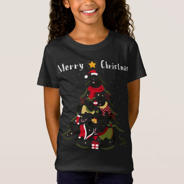 Newfoundland Julgran Julafton Hund älskare T Shirt (Framsida)