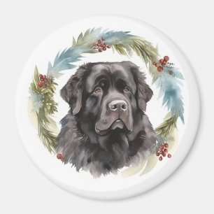 Newfoundland Julkrans Festliga Valp Magnet