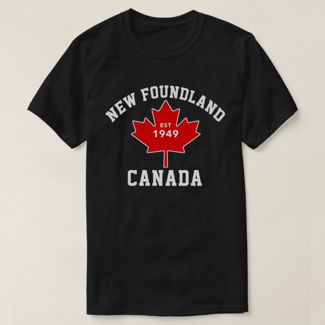 Newfoundland Kanada Est.1949 patriotisk T skjorta T Shirt (Design framsida)