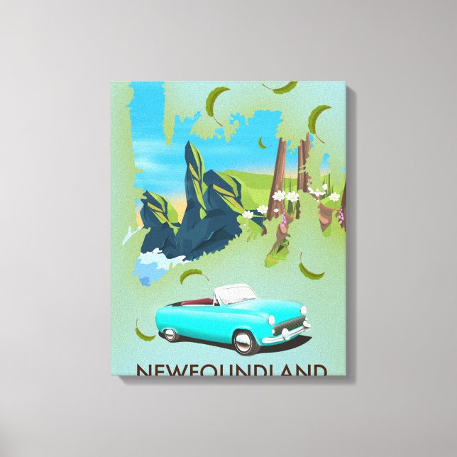 Newfoundland Kanada kartor reseinformation affisch Canvastryck (Framsida)