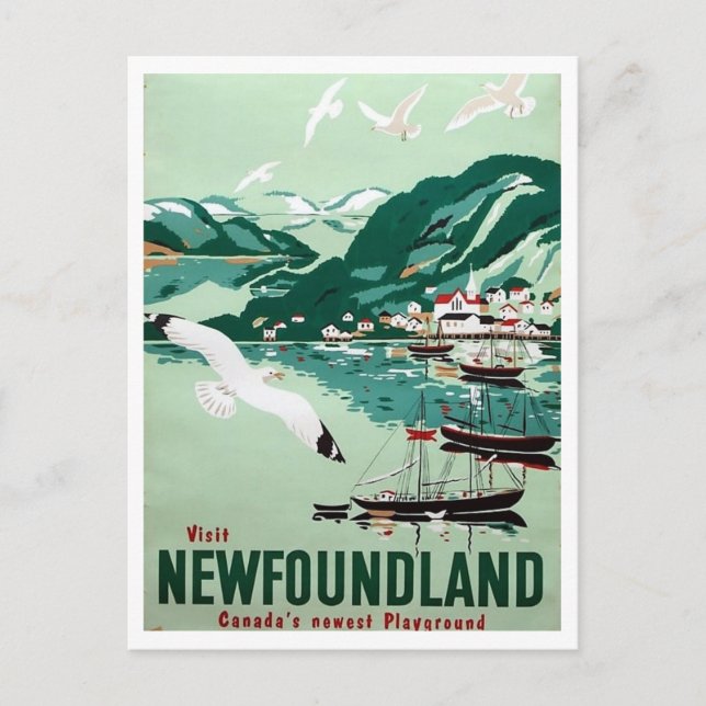 Newfoundland, Kanada, Retro Travel Vykort (Framsida)