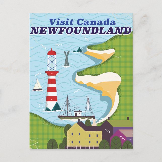 Newfoundland kanadensisk vintage-resaaffisch vykort (Framsida)