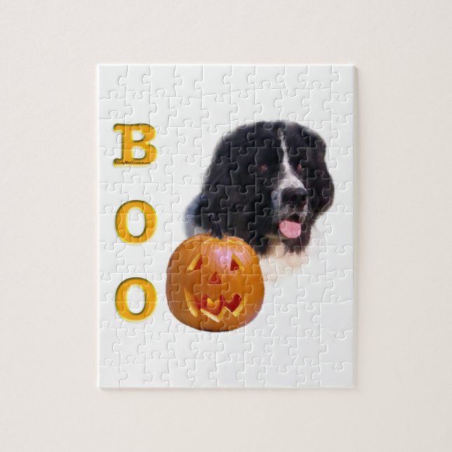 Newfoundland Landseer Halloween Boo Pussel (Vertikal)