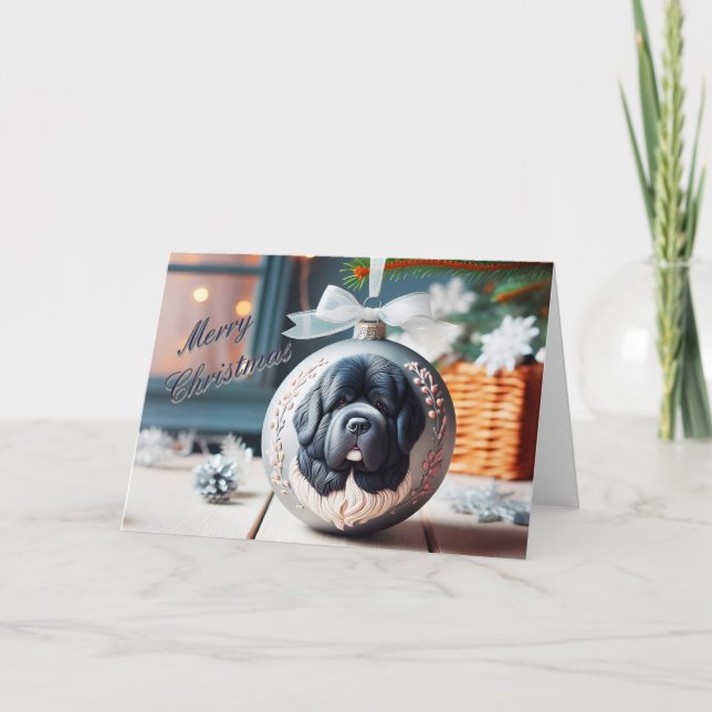 Newfoundland Landseer på julklapp Helgkort (Framsida)