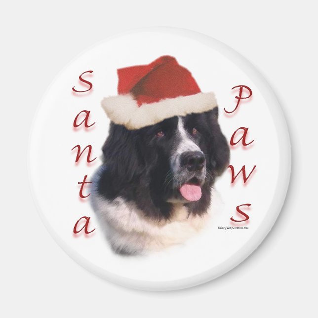Newfoundland (Landseer) Santa Tassar Magnet (Framsidan)