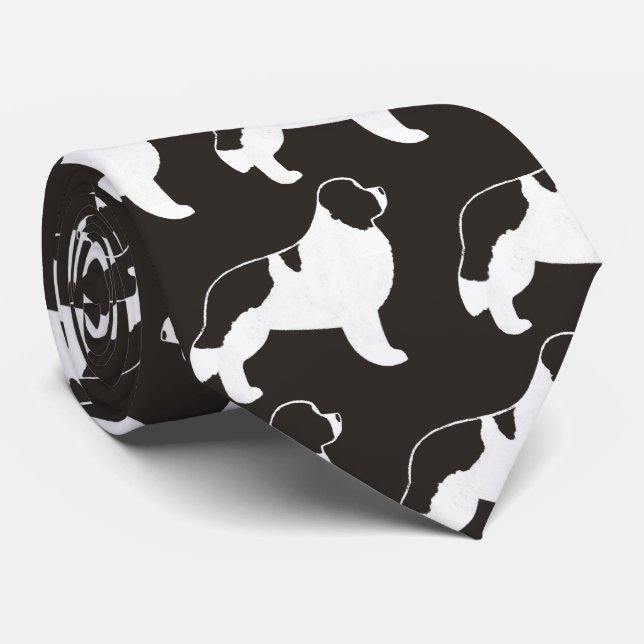 Newfoundland Landseer Silhouettes Mönster Hundar Slips (Rullad)