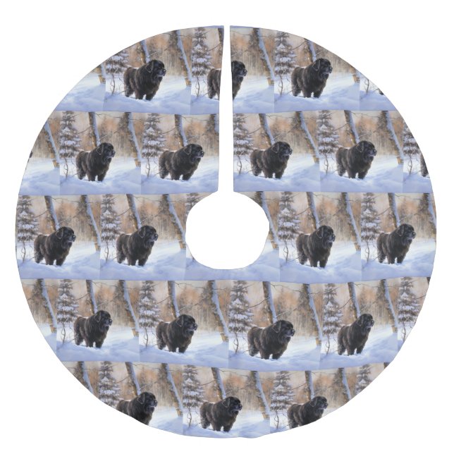 Newfoundland Låt det snöa jul Julgransmatta Borstad Polyester (Framsidan)