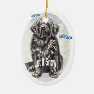 Newfoundland "låt det snöa ", julgransprydnad keramik