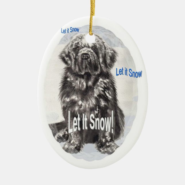 Newfoundland "låt det snöa ", julgransprydnad keramik (Framsidan)