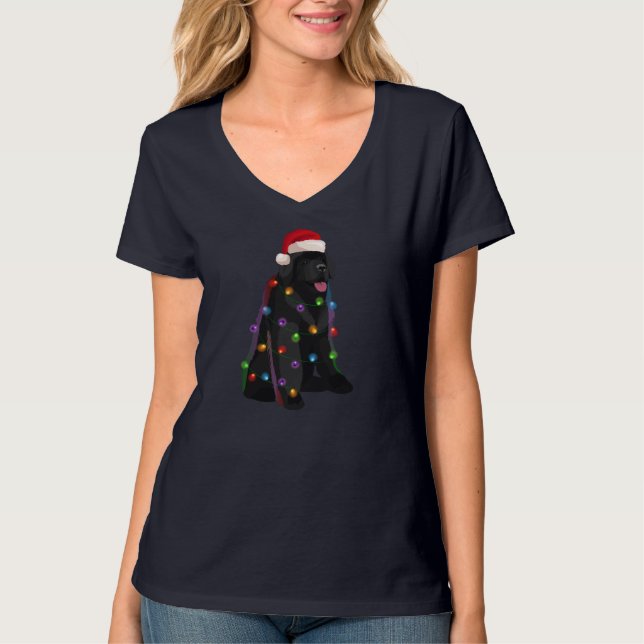 Newfoundland Ljus Julafton Hund älskare T Shirt (Framsida)
