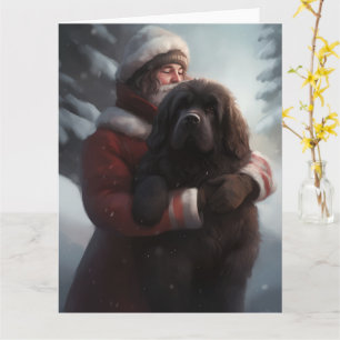 Newfoundland med Jultomten julafton Kort