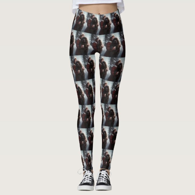 Newfoundland med tomte festlig jul  leggings (Framsida)