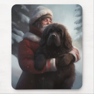 Newfoundland med tomte festlig jul musmatta