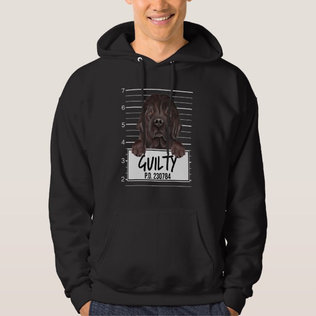 Newfoundland Mugshot Guilty Hund Hoodie (Framsida)