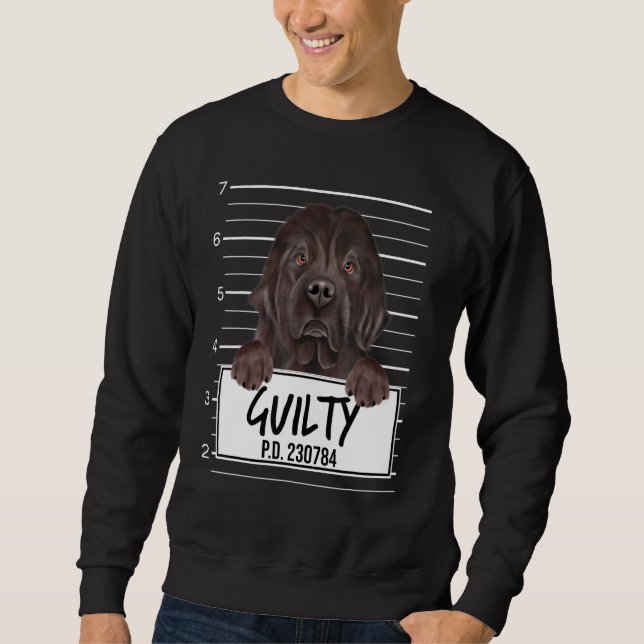 Newfoundland Mugshot Guilty Hund Lång Ärmad Tröja (Framsida)