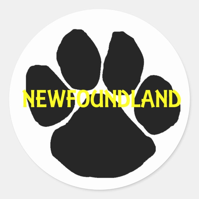 Newfoundland namn tass.png runt klistermärke (Framsida)