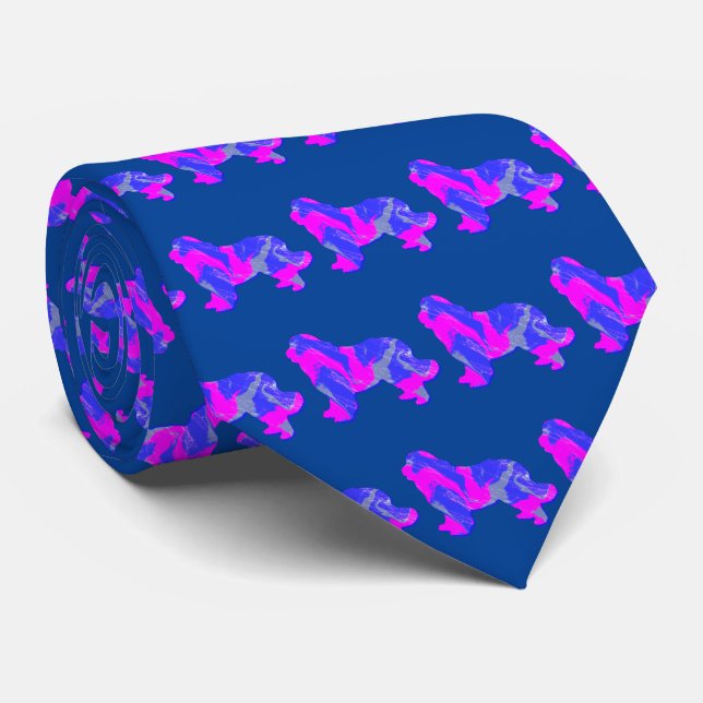 Newfoundland Newfie Hund Rosa Silhouette Blue Nack Slips (Rullad)