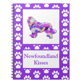Newfoundland Newfie Hund Silhouette Tass Lila PY&B Anteckningsbok