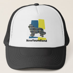 Newfoundland Newfie Hund Silhouette Tricolor Grid Keps