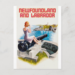 Newfoundland och Labrador, flicka på en stor kanon Vykort