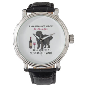 Newfoundland och vin Rolig hund Armbandsur
