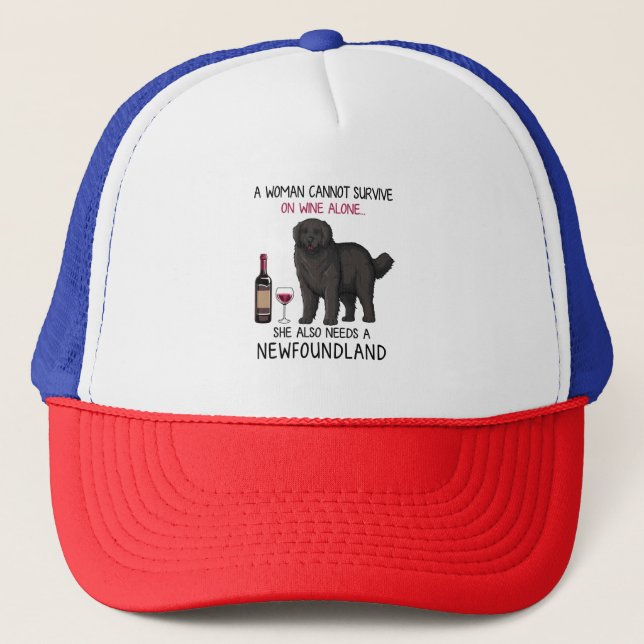 Newfoundland och vin Rolig hund Keps (Framsida)