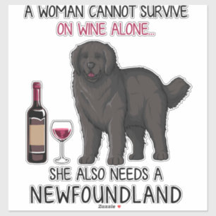 Newfoundland och vin Rolig hund Klistermärken