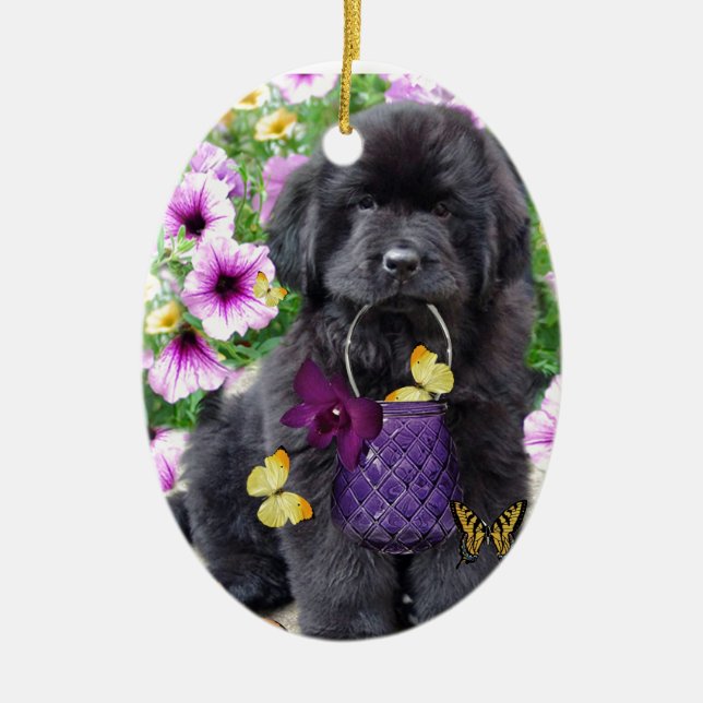 Newfoundland om den soliga dagen julgransprydnad keramik (Framsidan)