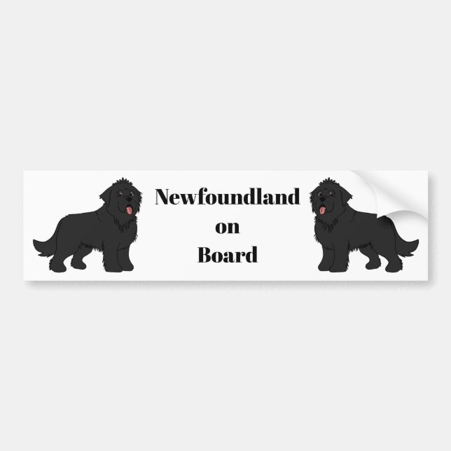 "Newfoundland ombord" Svart Newfoundland Bildekal (Framsidan)