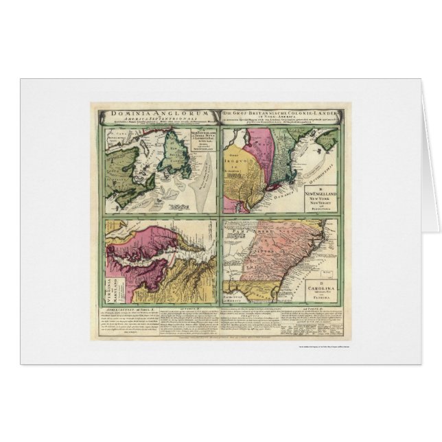 Newfoundland & ostkustkarta 1760 hälsningskort (Framsidan Horizontal)