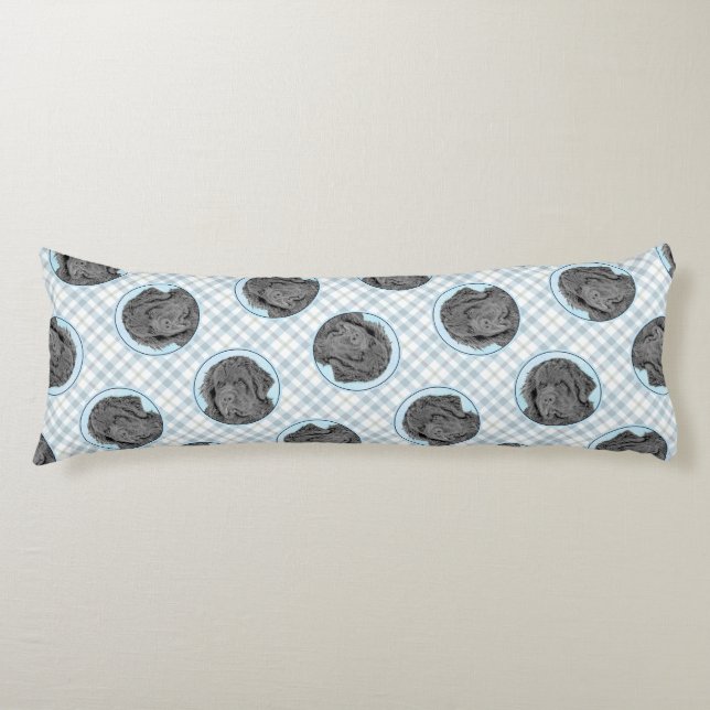 Newfoundland Painting Black Cute Original Hund Art Kroppskudde (Framsidan)