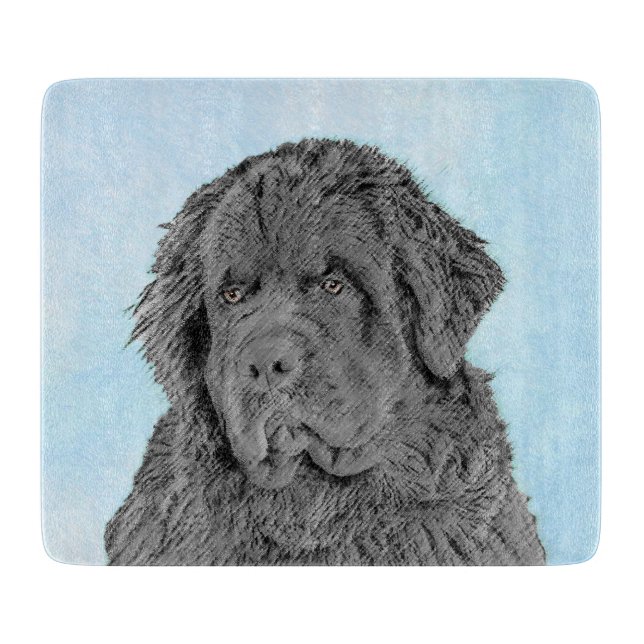 Newfoundland Painting - Cute Original Hund Art (Framsidan)