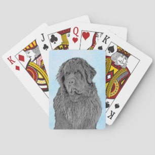 Newfoundland Painting - Cute Original Hund Art Casinokort