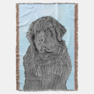 Newfoundland Painting - Cute Original Hund Art Filt