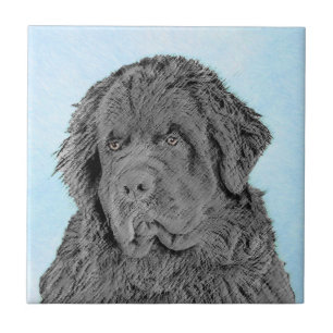 Newfoundland Painting - Cute Original Hund Art Kakelplatta