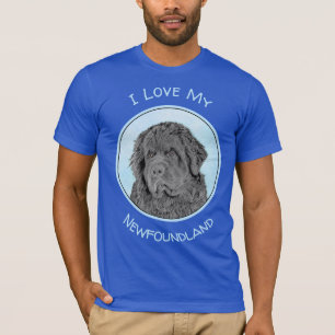 Newfoundland Painting - Cute Original Hund Art T Shirt
