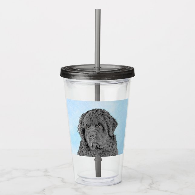 Newfoundland Painting - Cute Original Hund Art Take Away Mugg (Framsida)