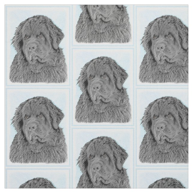 Newfoundland Painting - Cute Original Hund Art Tyg (Provkarta)