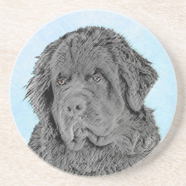 Newfoundland Painting - Cute Original Hund Art Underlägg (Framsidan)