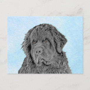 Newfoundland Painting - Cute Original Hund Art Vykort