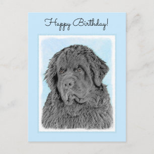 Newfoundland Painting - Cute Original Hund Art Vykort