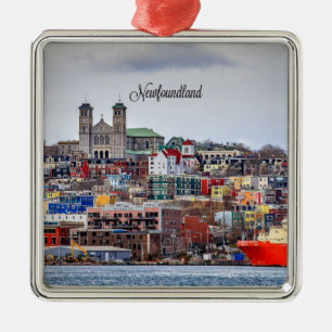 Newfoundland, panoramabilt cityscape julgransprydnad metall
