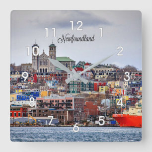 Newfoundland, panoramisk cityscapem fyrkantig klocka